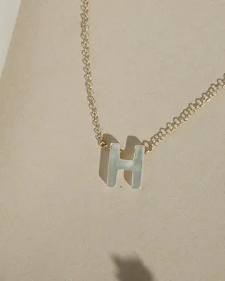 Dawn Initial Necklace | Metal Color: Solid 14K Gold | Style: H