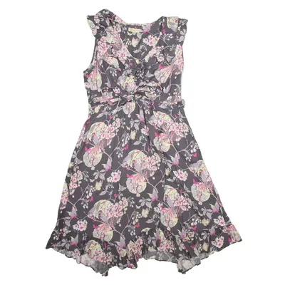 MONSOON Day Dress Grey Floral Sleeveless Midi Womens UK 10