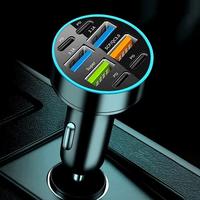 8-Ports USB PD Fast Charging Car Charger, Intelligent Phone Charging Automotive Adapter with Ambient Light, Mobile Phone Cha...