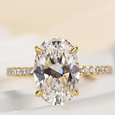 Effinny Jewelry 3.5ct Oval Cut S925 Sterling Silver Engagement Ring, 5A Grade Cubic Zirconia Promise Ring for Women Center St...