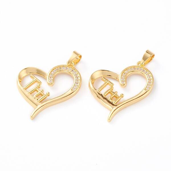 Brass Micro Pave Clear Cubic Zirconia Pendants
