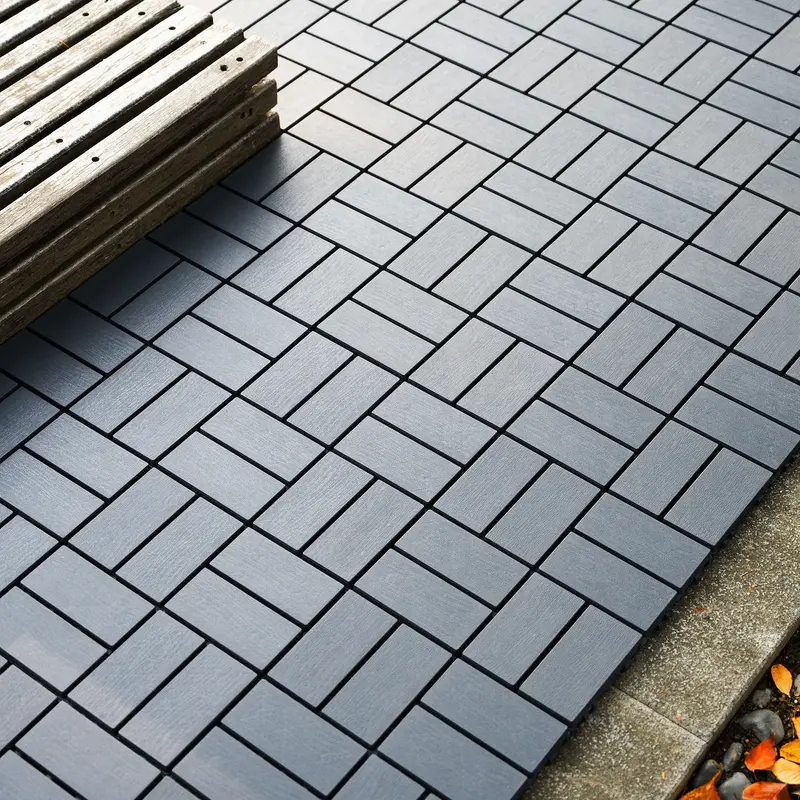 44 Plastic Interlocking Deck Tiles 12x12 Square Waterproof Outdoor All Weather for Poolside Balcony Backyard Use