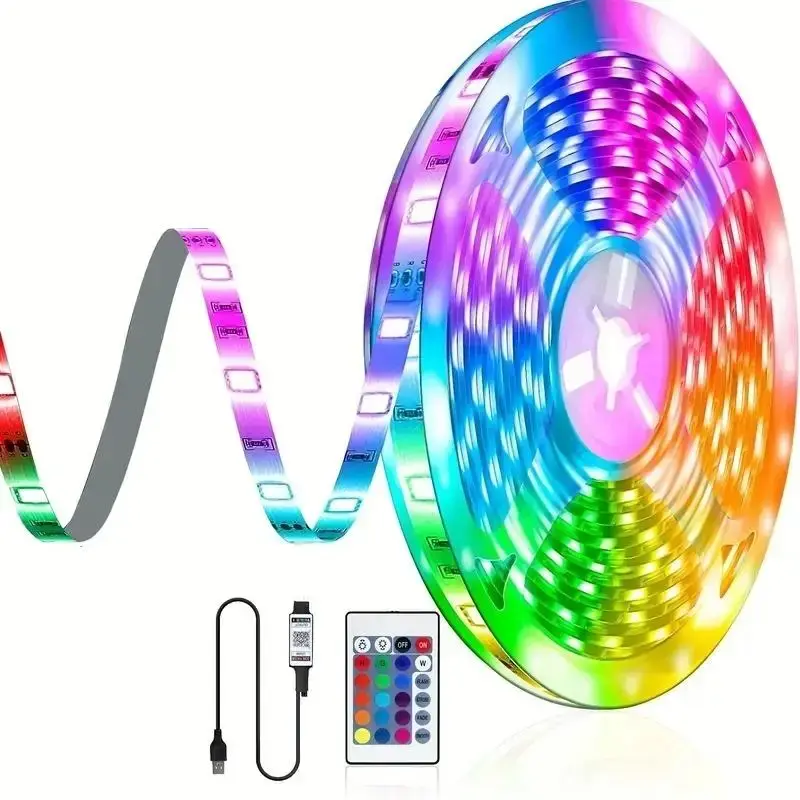 LED Strip Light, RGB 5050 Bedroom Night Light with Remote Control, Summer Atmosphere Light for Bedroom, Room Ambient Lamp Fo...