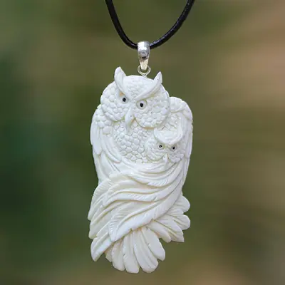 NOVICA Owl Affection Pendant Necklace