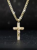 Gold-plated Cuban Chain, Figaro, Miami, Rope Chain with Jesus Christ Crucifix, High Quality Necklace crown pendant necklace c...