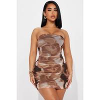Kacy Mesh Mini Dress - Brown/combo