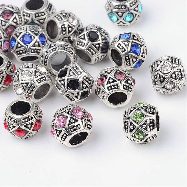 Alloy Rhinestone Rondelle Large Hole European Beads