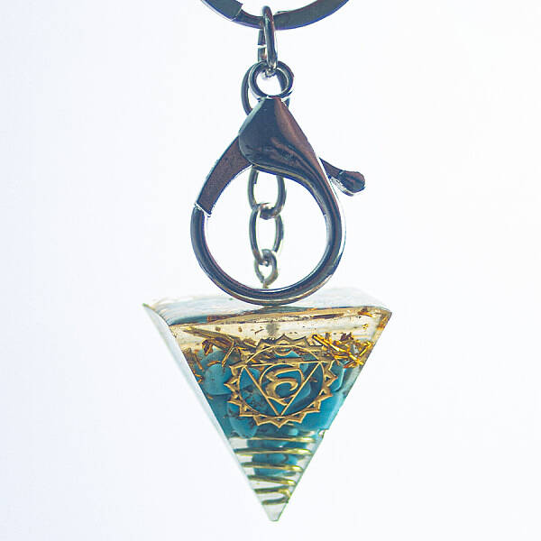 Chakra Theme Orgonite Pyramid Resin Energy Generators Pendant Keychain
