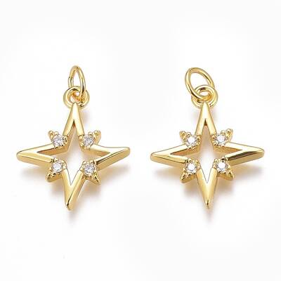 Brass Micro Pave Clear Cubic Zirconia Pendants