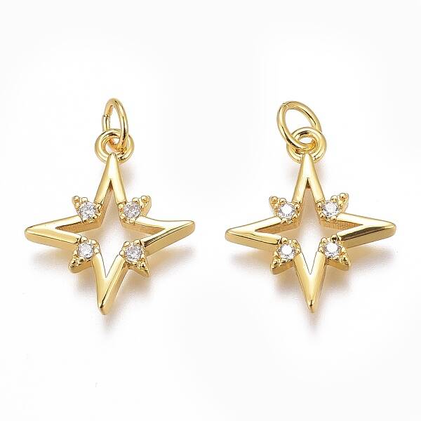 Brass Micro Pave Clear Cubic Zirconia Pendants