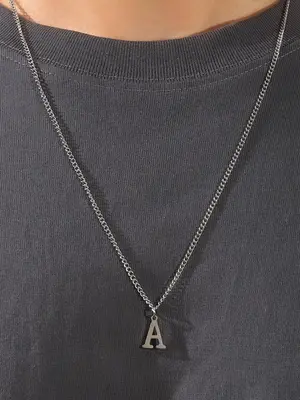 1 Piece Letter Detail Pendant Necklace for Men, Casual All-match Jewelry for Boys Gift, Male Classic Fashion Accessories