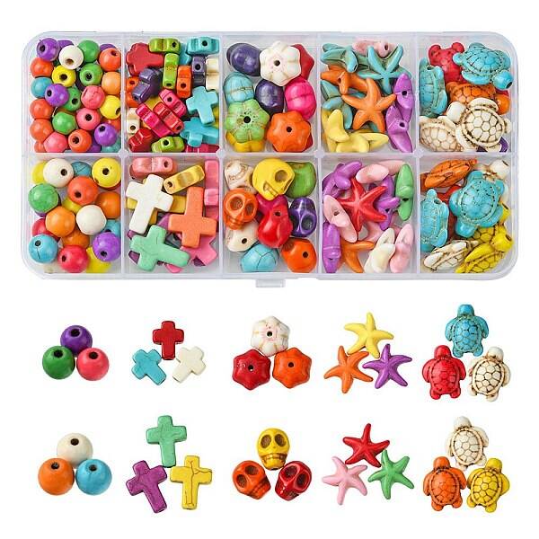 8 Styles Synthetical Turquoise Beads