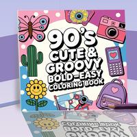 90s Cute & Groovy Coloring Book, 1 Count 20 Pages Soft Cover Coloring Book, Perfect Seasonal Gift for Friends, Colleagues, an...