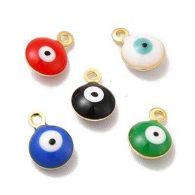 304 Stainless Steel Evil Eye Enamel Charms
