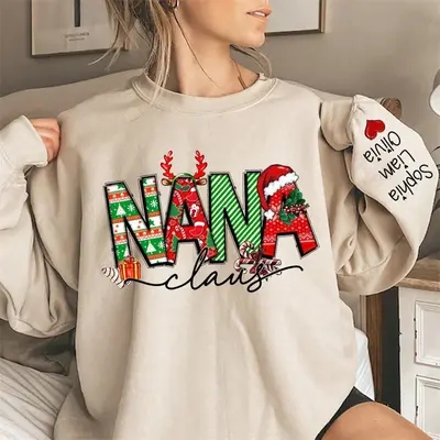 Elk Cherry Nana Claus Custom Christmas Sweatshirt - Aperturee