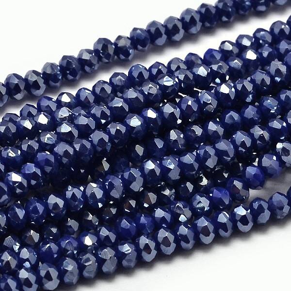 Faceted Rondelle Full Rainbow Plated Electroplate Glass Beads Strands