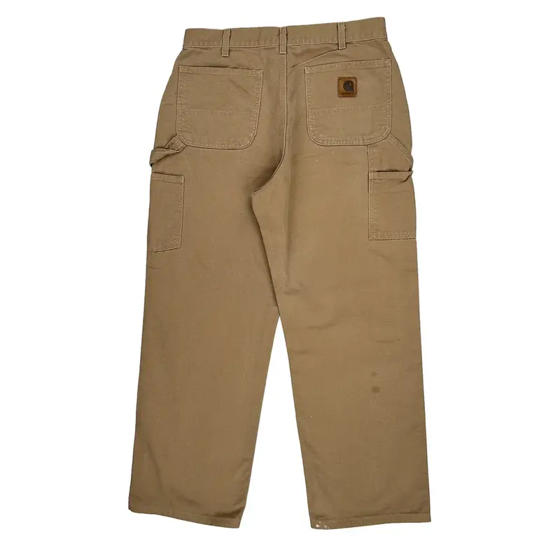 Lightly Worn Carhartt Carpenter Trousers - 32? Waist Beige Cotton