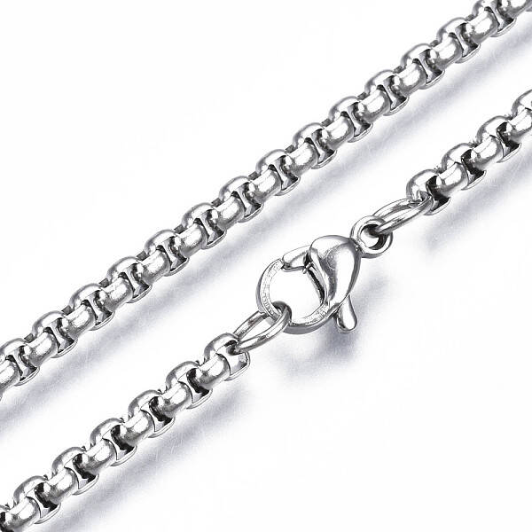 Non-Tarnish 201 Stainless Steel Box Chains Necklace with Lobster Claw Clasps for Men Women