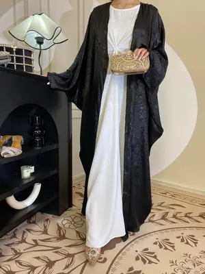 Women's Solid Color Modest Abaya, Elegant Long Sleeve Open Front Abaya for Daily Wear, Ladies Islamic Clothing for All Season...