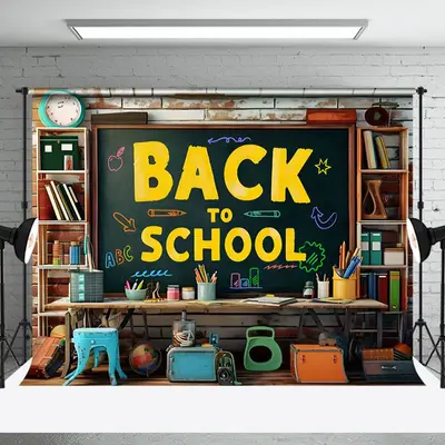 Shabby Wall Blackboard Shelf Back To School Backdrop - Aperturee