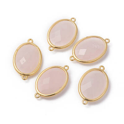 Golden Tone Brass Rose Quartz Links