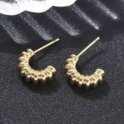 C-Shaped Brass Stud Earrings