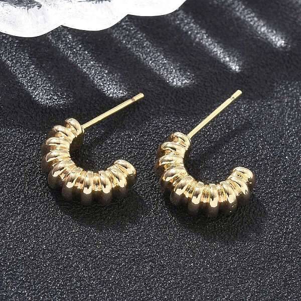 C-Shaped Brass Stud Earrings