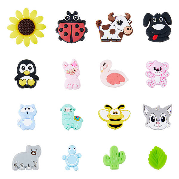 16Pcs 16 Style Silicone Beads