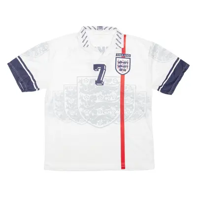 England Mens Football Shirt Jersey White Collared XL