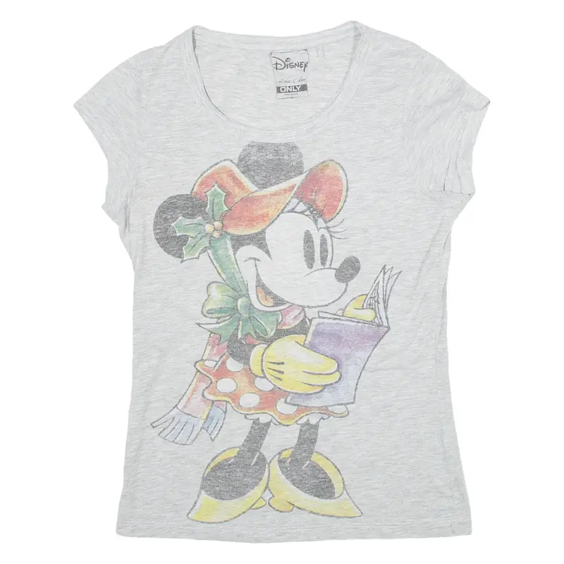 DISNEY Minnie Mouse Womens T-Shirt Grey S