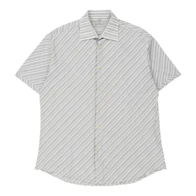 Ben Sherman Striped Short Sleeve Shirt - XL Grey Cotton Blend