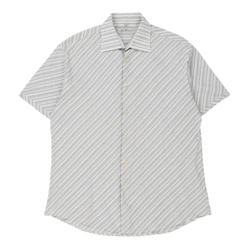 Ben Sherman Striped Short Sleeve Shirt - XL Grey Cotton Blend