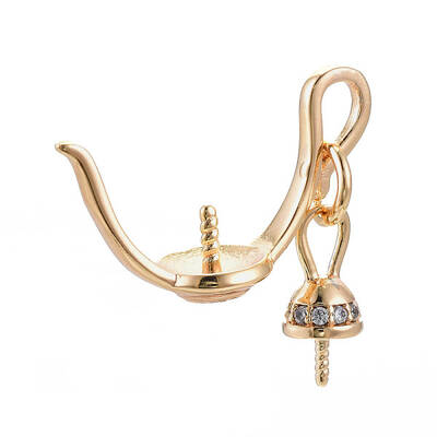 Brass Micro Pave Clear Cubic Zirconia Peg Bails Pendants