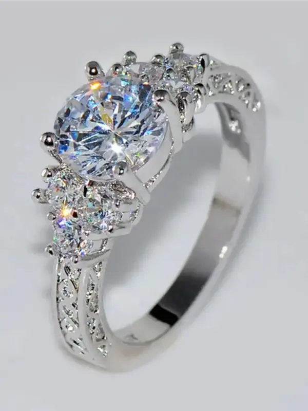 Elegant Delicate Shiny Artificial Gemstone Decor Metal Ring for Galentine's Party Style, Engagement Anniversary Bridal Weddin...