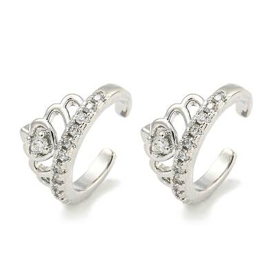 Brass Micro Pave Cubic Zirconia Cuff Earrings