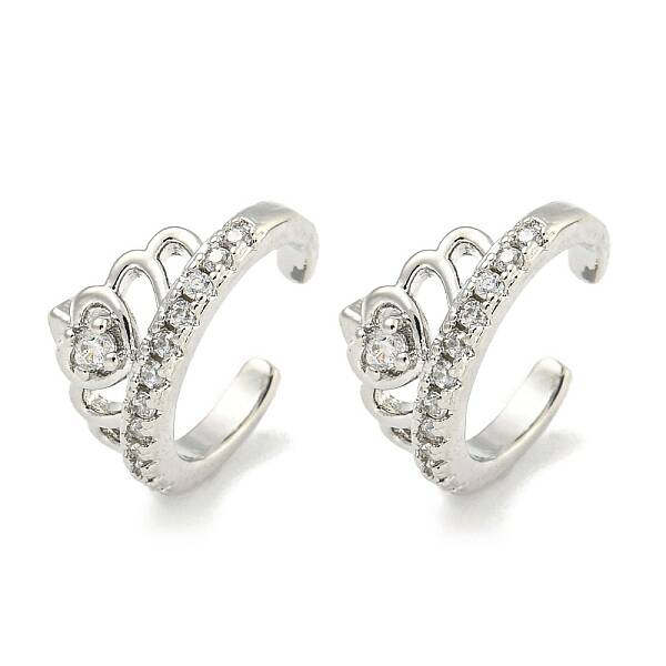 Brass Micro Pave Cubic Zirconia Cuff Earrings