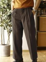 Men's Solid Color Pants without Belt, Loose Casual Comfy Straight Leg Trousers for Work Office Business, Pants for Men, Men's...
