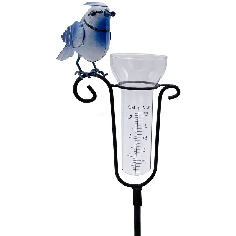 Esschert Design Blue Jay Rain Gauge with Stake