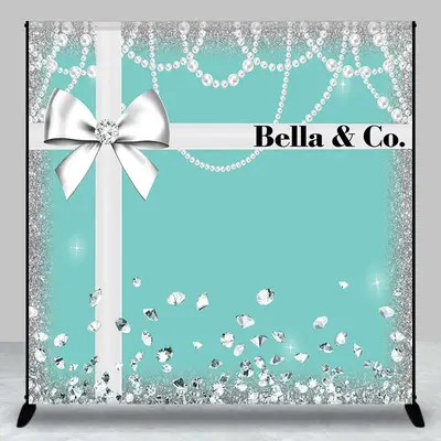 Silver Diamond Tiffany Blue Custom Birthday Backdrop - Aperturee