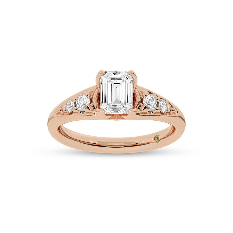 Lyon Tapered Pavé Emerald Cut Lab Grown Diamond Engagement Ring | 10K Rose Gold 2 3/4 CT. TW.