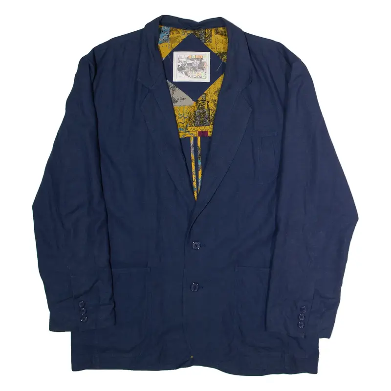 GARRY Mens Blazer Jacket Blue Viscose 90s 2XL