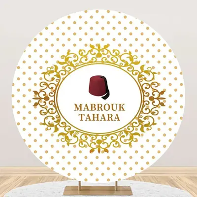 Red Hat Mabrouk Tahara White Gold Round Backdrop