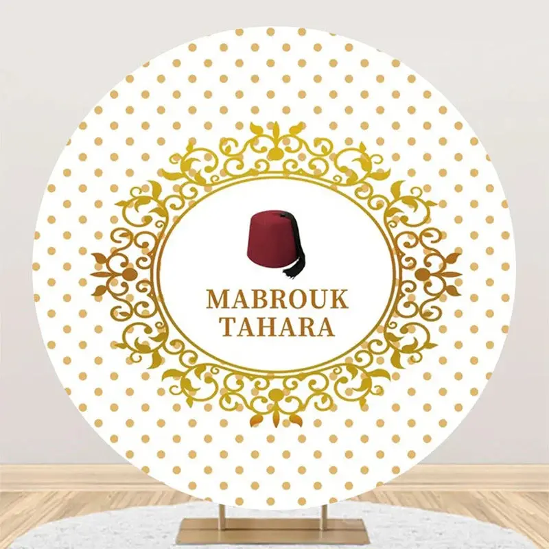 Red Hat Mabrouk Tahara White Gold Round Backdrop