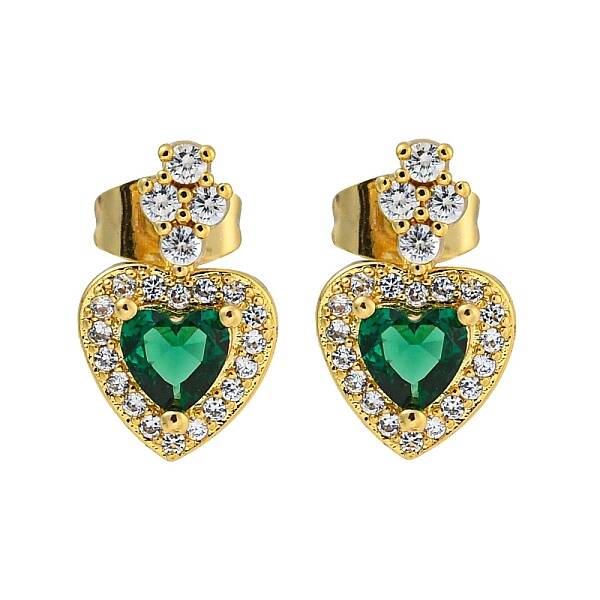 Brass Pave Cubic Zirconia Stud Earrings