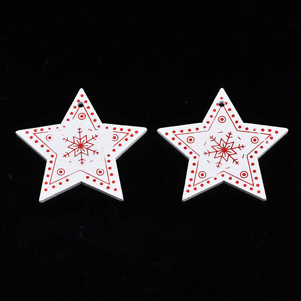 Christmas Theme Spray Painted Wood Pendants
