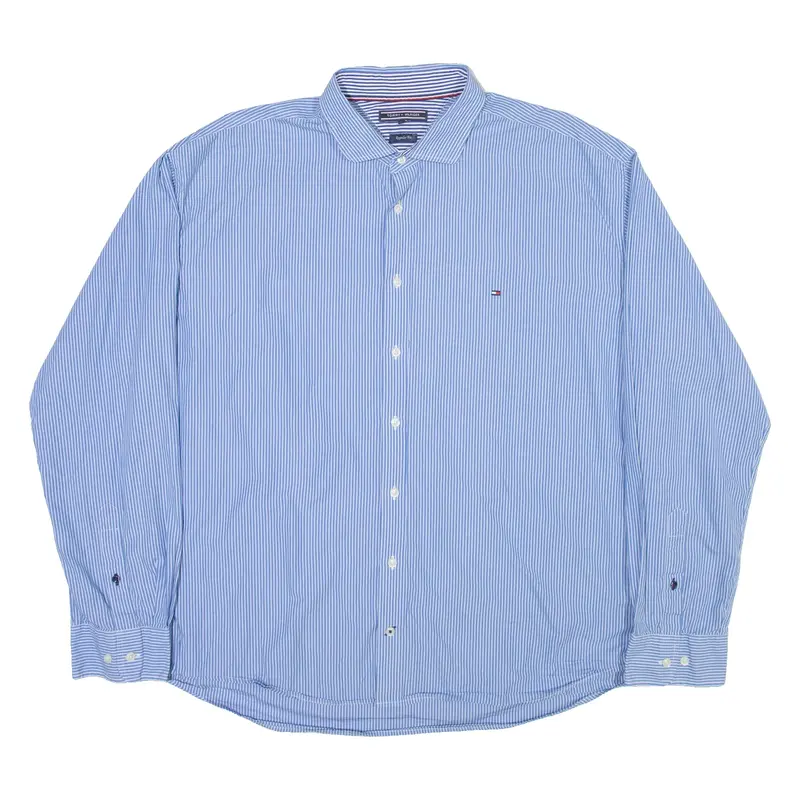 TOMMY HILFIGER Mens Shirt Blue Striped Long Sleeve 2XL