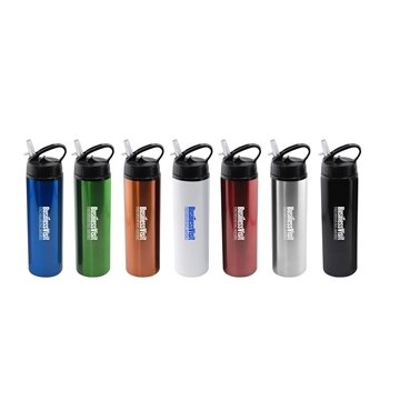 50 Promotional 24 oz Bottle w/ Flip Top Sport Lid - Straw & Cold ...