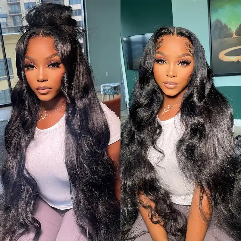 Ashimary Hair Long Body Wave Wigs 13*4 Transparent HD Lace Frontal Wigs Human Hair 28-38 Inch