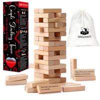 Qingspirits Wooden Tumble Tower Game for Date Night, 54pcs Exciting Stacking Blocks for Grown Ups Romantic Anniversary Valent...