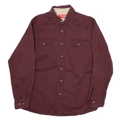 WRANGLER Mens Plain Shirt Brown Long Sleeve M